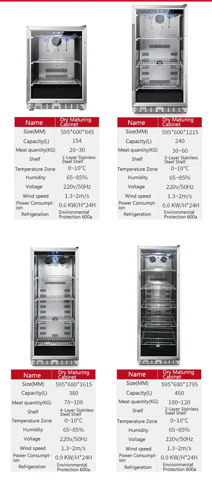 450l Five Shelves Beef Ager Cabinet Fridge UVD Ultraviolet Dry Dryer Aged Meat Beef Aging Refrigerator