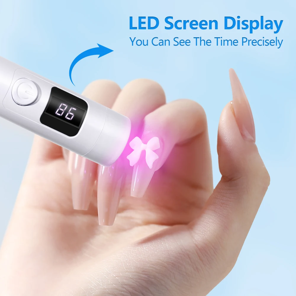 YIKOOLIN LED แบบพกพามือถือ UV โคมไฟเล็บเครื่องเป่าเล็บขนาดเล็กพร้อมหน้าจอ LCD USB ชาร์จไฟสําหรับเล็บเจล