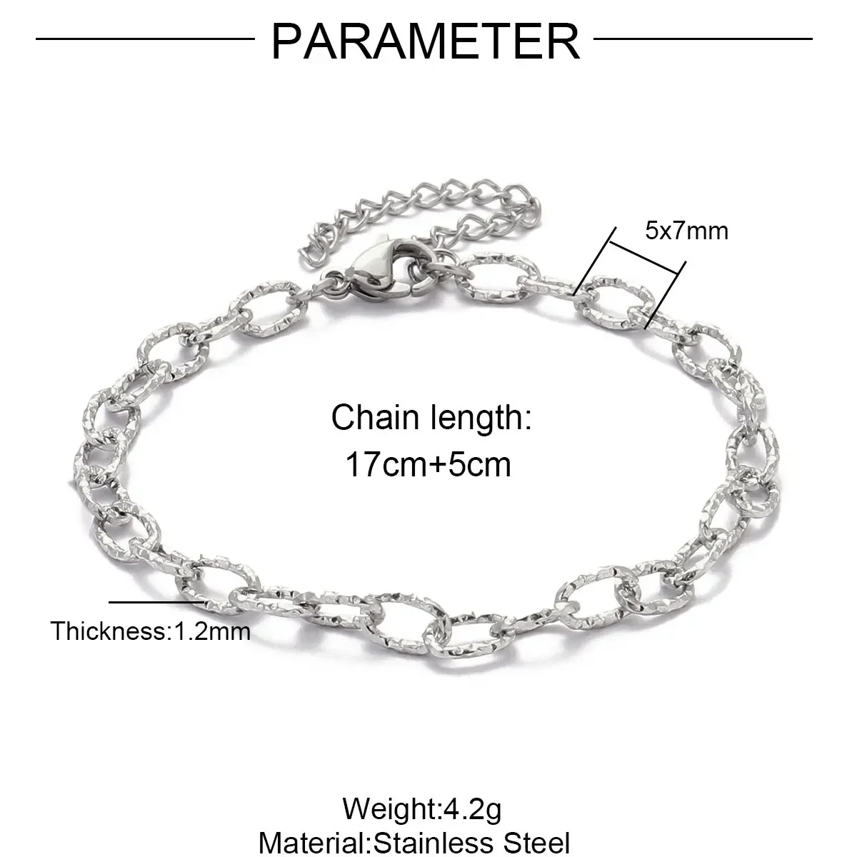 5 stks/partij RedBee 17-22 cm Rvs 4x12mm Paperclip Cross Link Chain Armband Vrouwen Handgemaakte DIY Charm Sieraden Maken - afbeelding 1