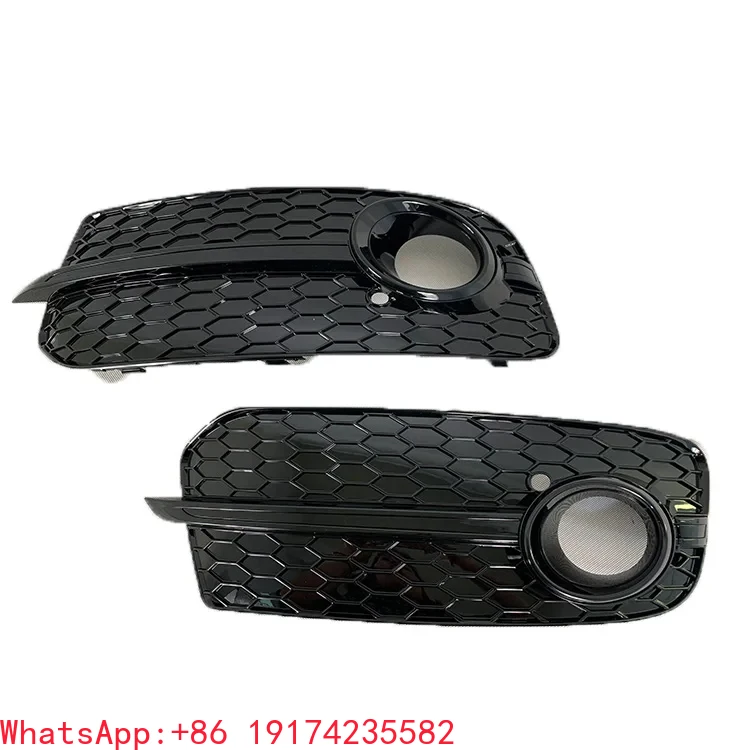 

For Car Fog Lamp Cover Normal Style Fog Grille For Q5 SQ5 RSQ5 ABS Glossy Black Car Fog Honeycomb Mesh Grille 2013-2015