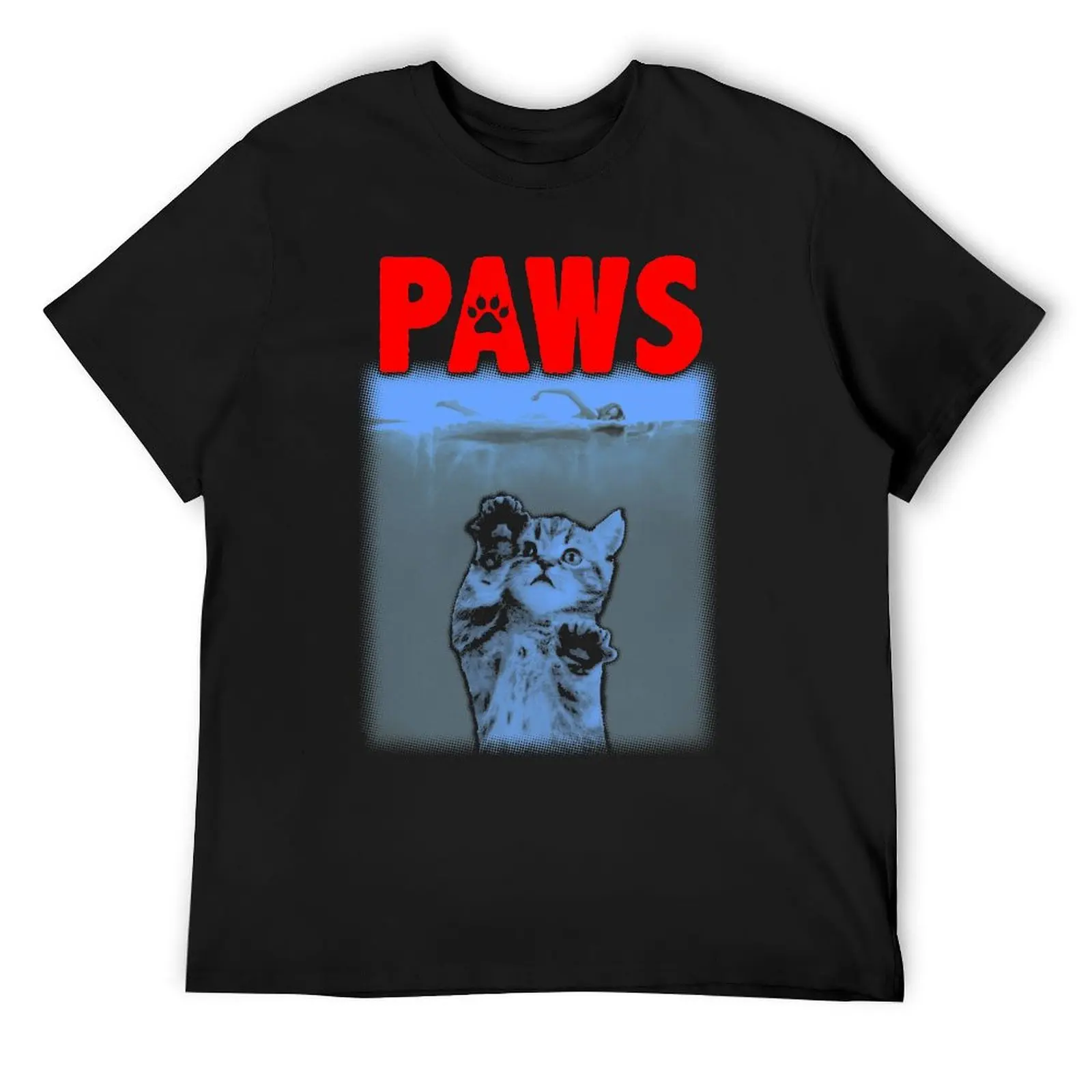 

PAWS Kitten JAWS Parody T-Shirt vintage t shirts quick-drying Personalized t-shirt funny t shirts men
