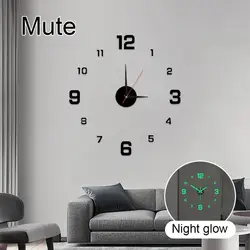 Wall Clock 40cm/16'' Frameless Modern 3D Wall Clock Mirror Sticker Clock for Home Office Hotel Restaurant School Decoration