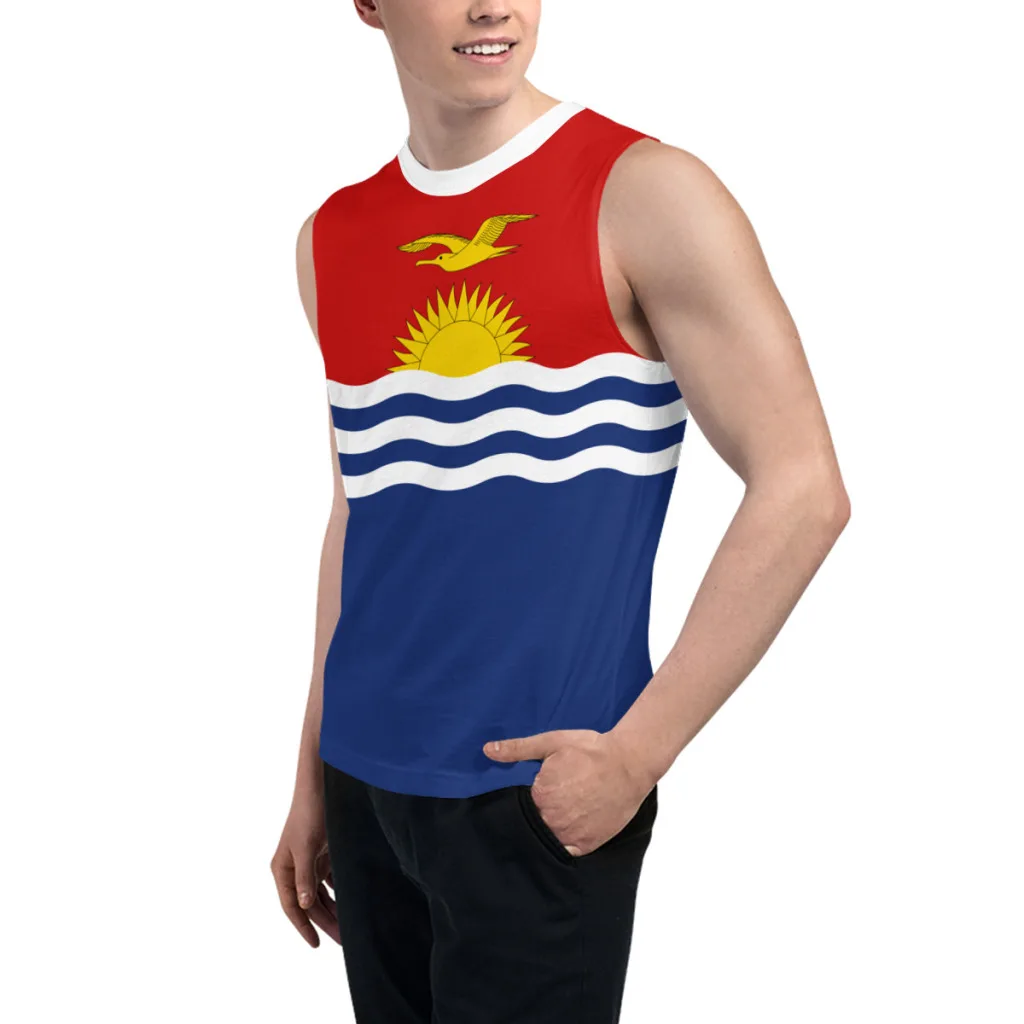 Sleeveless T-shirt Kiribati Flag 3D Men's Boys Tshirt Gyms Tank Tops Fitness Joggers Basketball Training Vest