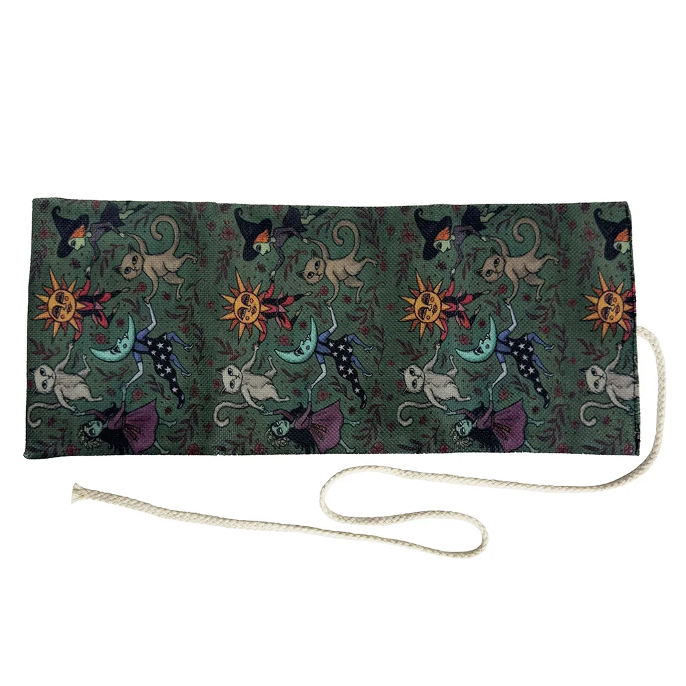 Fantasy Party Tarot Karte Aufbewahrungstasche Sonne & Mond Hexe Katzen Wickeltasche Tarot Tuch für Wahrsagerei Aufbewahrungstasche Halloween Dekor