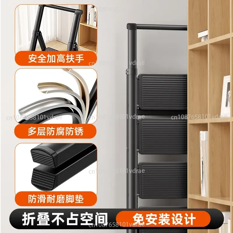 Telescopic Folding Ladder Step Household Ladder Multi-purpose Lightweight A-frame Ladder with Thickened Extra-large Steps