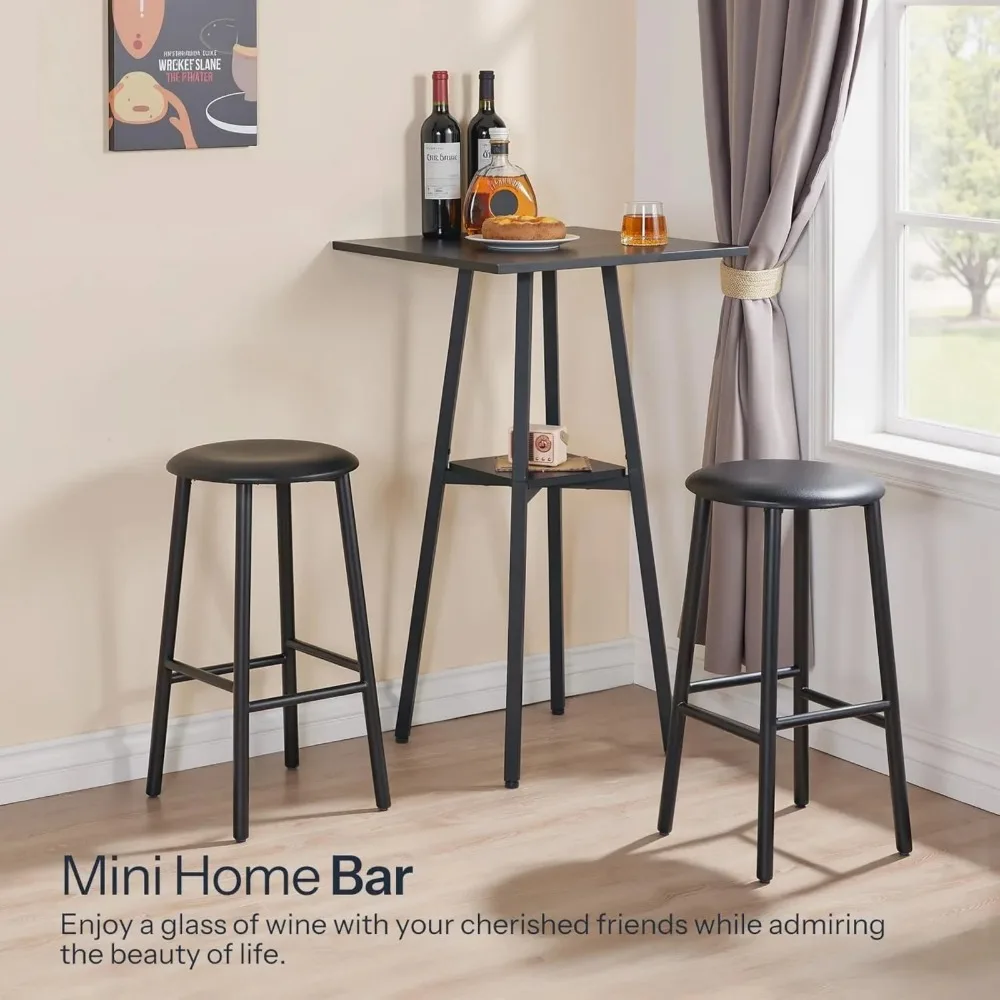 US  Bar Table, 2-Tier High Top Pub Table, Counter Height Table with Storage, Small Kitchen Dining Table, 36.6" High Bar Table
