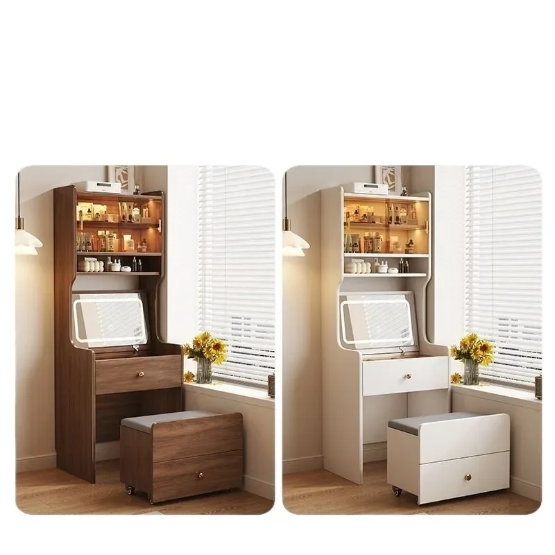 Narrow Storage Cabinet Solid Wood Gap Filler for Small Apartment Slim Dresser Bedside Table Cosmetic Organizer Space Saving