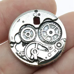 WYSIWYG 4pcs 25x25mm 2 색 기어 Steampunk 매력 펜던트 DIY 쥬얼리 만들기 수제 보석 공예 결과 만들기