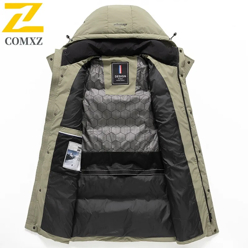 COMXZ Men Cotton Padded Jacket Simple Design Snow Ski Lightweight Warm Hiking Padded Jacket Fashionable Street Winter padding