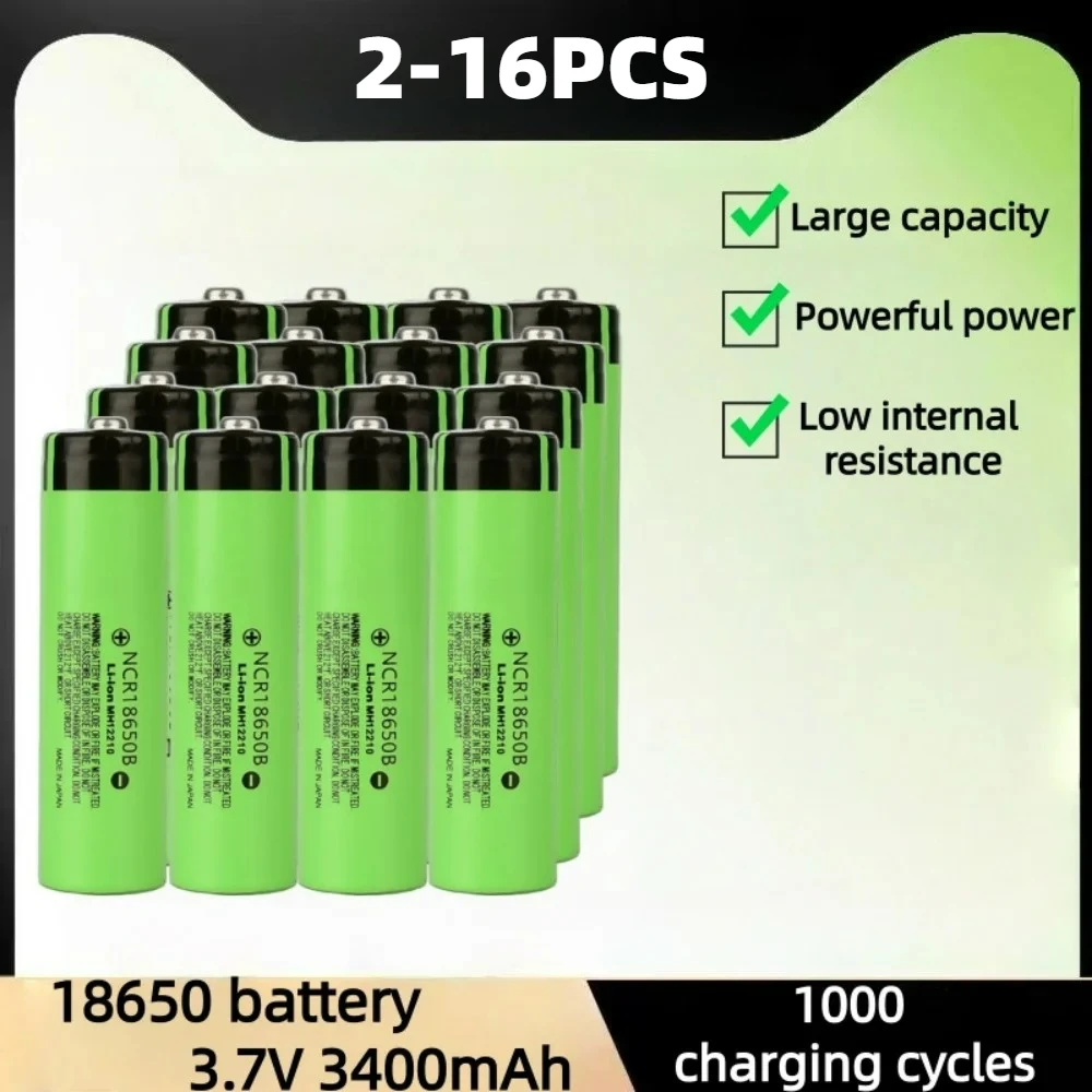 Original NCR18650B 3.7V 3400mAh Brand New NCR18650 Li-Ion Rechargeable 18650  For Flashlight Torch Headlamp LED Tip Battery