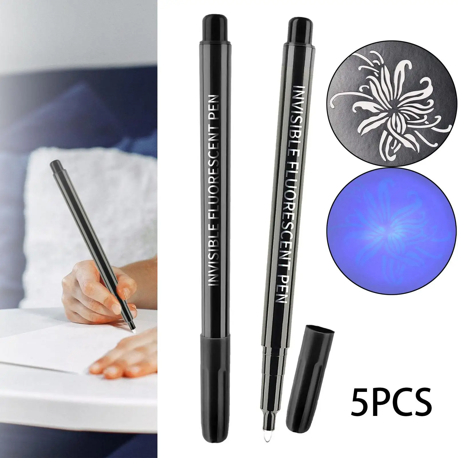 5x Marker Pens Disappearing Ink Pen Fluorescent Pen Writing Luminous Pen Invisible Ink Pens for Notes Message Paper Birthday