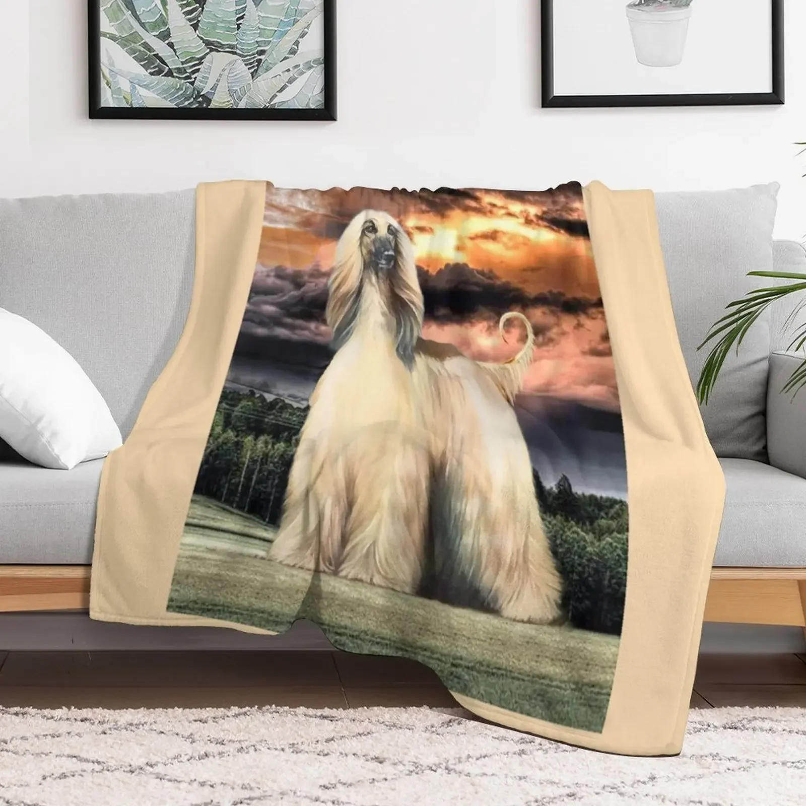 The Majestic Afghan Hound. Masked Gold. Throw Blanket Soft Plush Plaid Soft Stuffeds Nap Blankets