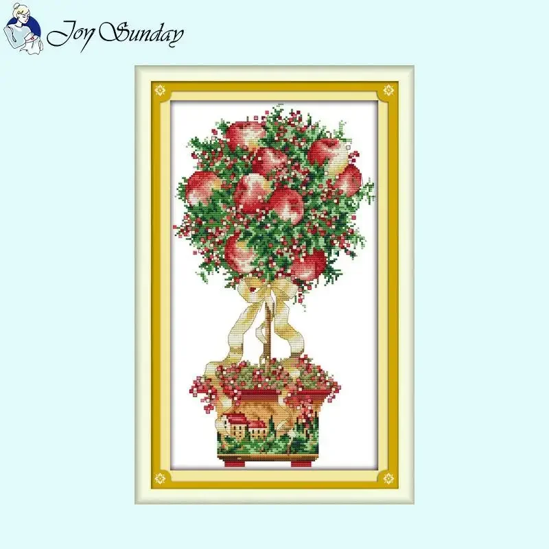 Joy Sunday Flower Ball Seria Haft krzyżykowy 11ct 14ct 16ct Białe tkaniny z nadrukiem Haftowanie DIY Kwiatowy wzór Zestawy do szycia