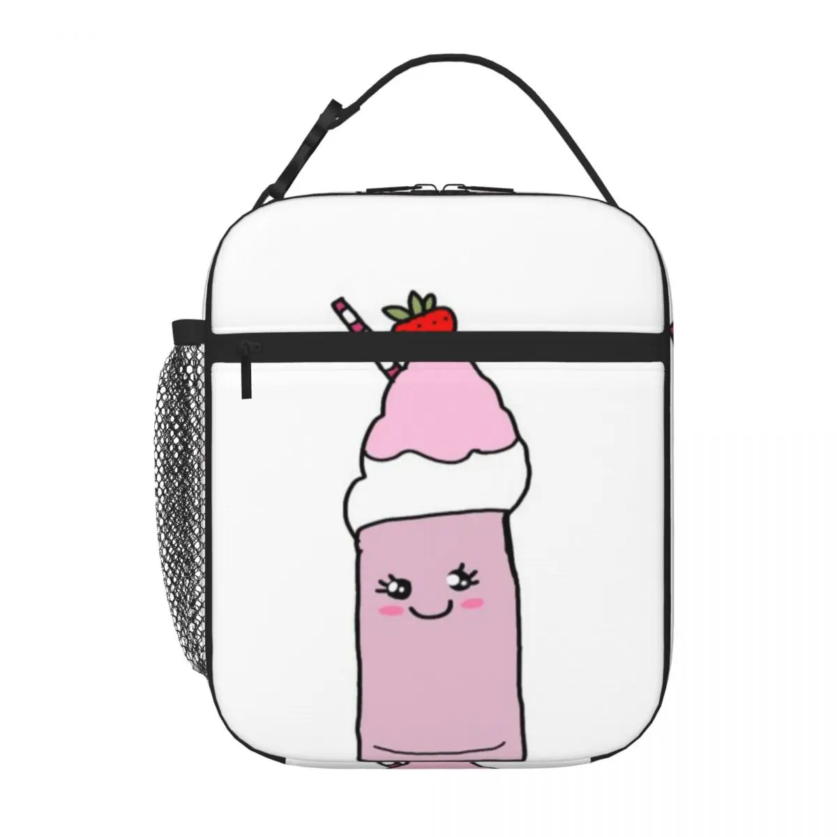 Hot Sale Strawberry Milkshake Space Print Thermal Tote Cruise Travel Foldable Lunch Bag
