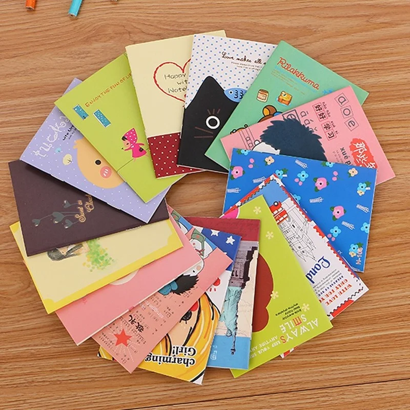 10 pcs/lot Creative Cute small Notebook Kawaii Cartoon Pupils Memo Notes Portable Diary Mini Notepad Student Prizes Stationery