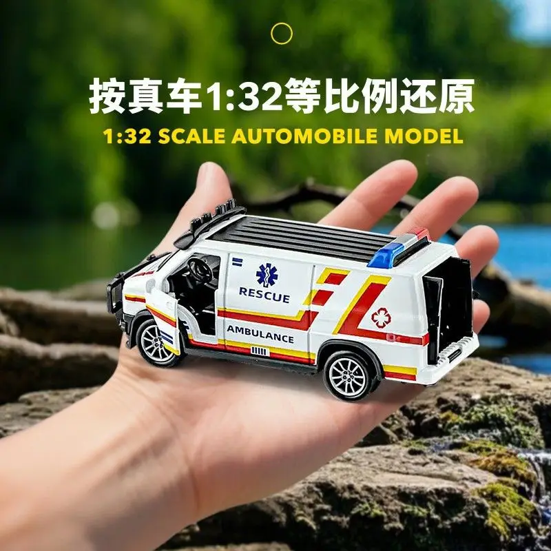 1:32 ambulância policial especial puxar para trás liga modelo de carro regenerador liga carro de brinquedo das crianças simulação inércia