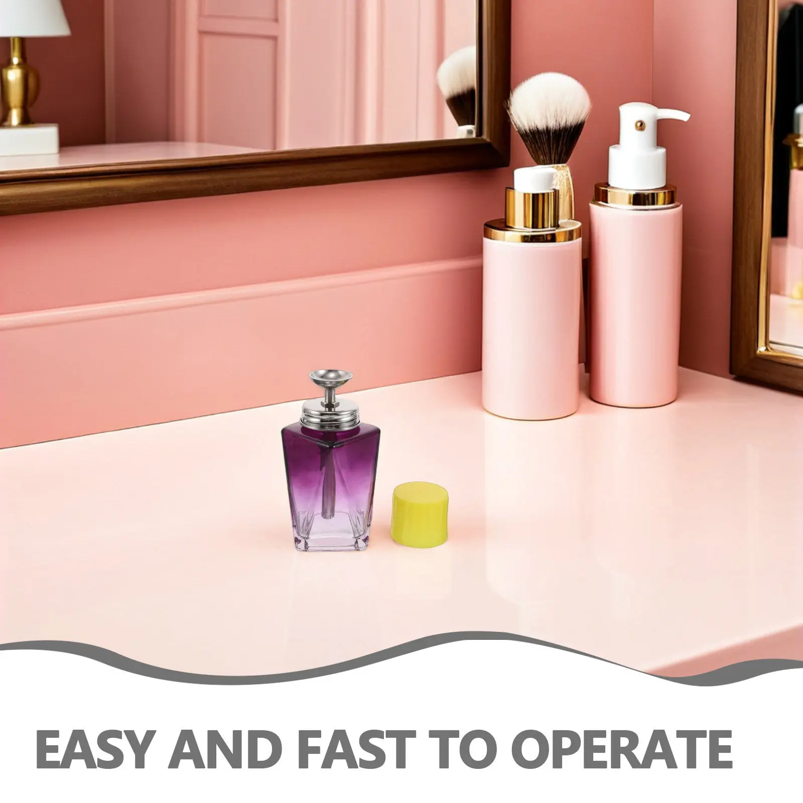 Nail Polish Remover Pump Bottle Refillable Leakproof Press Down Dispenser Glass Travel Portable Manicure Liquid Cleaning Storage view 6