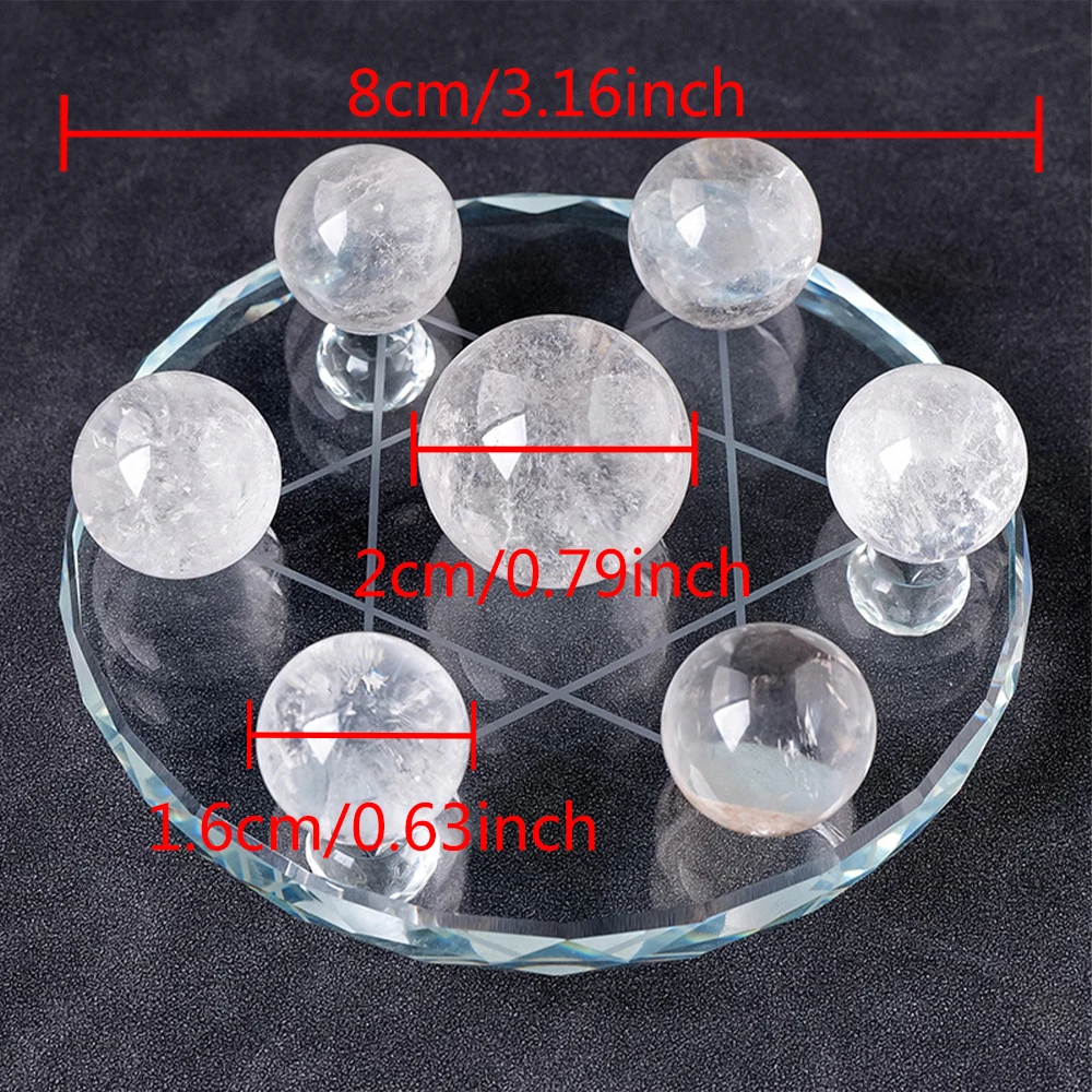 Natural White Crystal Seven Star Formation FengShui Ornament Crystal Crafts Ball Seven Star Formation Home Office Desktop Decor