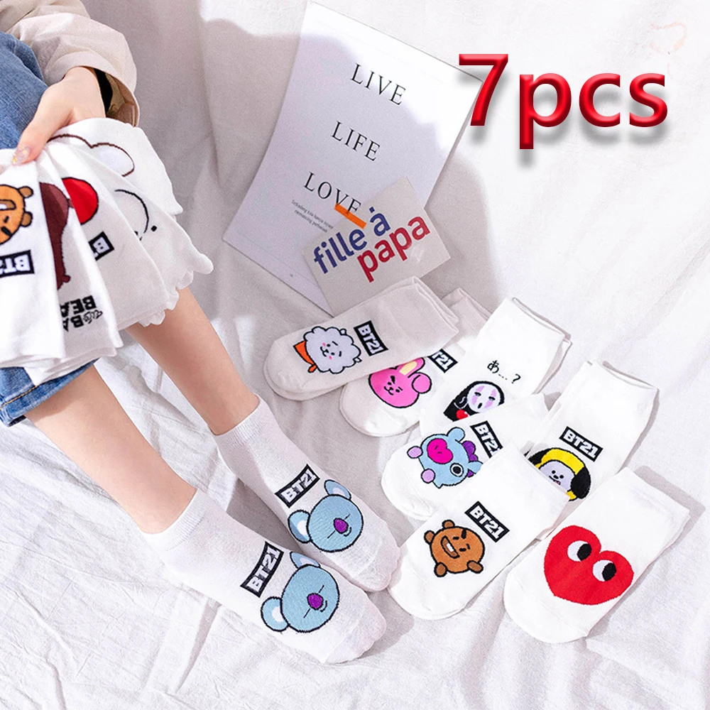 

Cotton Socks Series Anime Cartoon BT21 Kawaii BabyCandy Color Warm Stockings Autumn and Winter Wool Socks Cute Birthday Gift