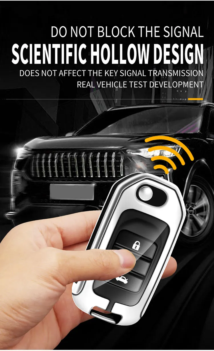 Schutzhülle für Autoschlüssel aus Zinklegierung und Leder, passend für Honda Civic, HRV, CRV, XRV, CR-V, Crider, Odyssey, Pilot und Accord. – Detail 4