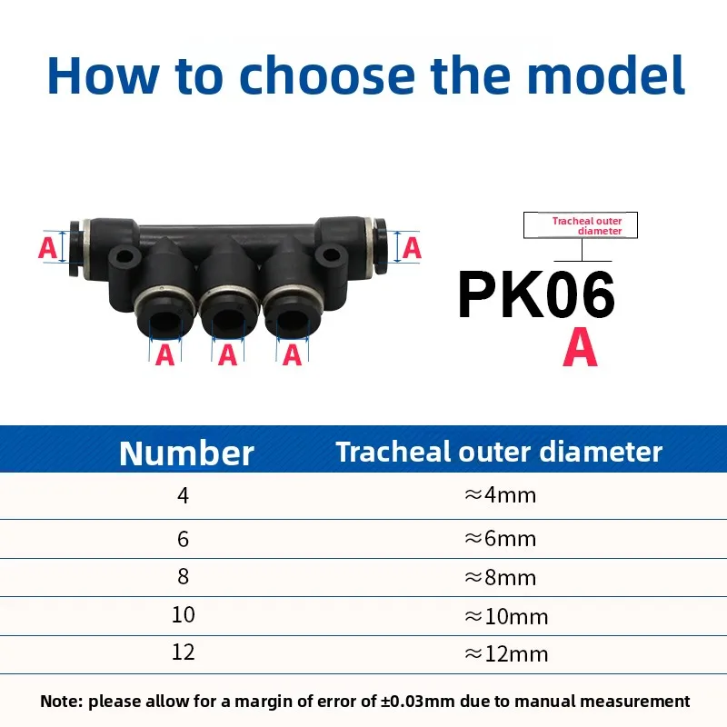Pneumatic 5 Way Union Cross Fitting PK4 PK6 PK8 PK10 PK12 Push In Air Tube Connector
