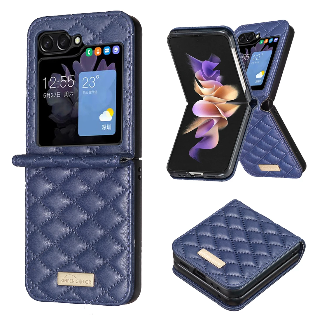 10pcs Diamond Grid Wallet PU Leather TPU Phone Cases Case For Samsung Galaxy Z Flip 6 5 4 Fold