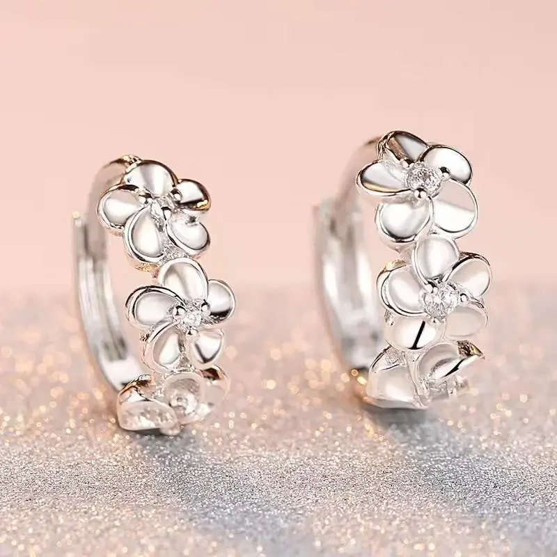 حار 925 فضة سحر البرقوق بوسوم كريستال أقراط للنساء مصمم الأزياء مجوهرات الزفاف هدايا عيد الميلاد