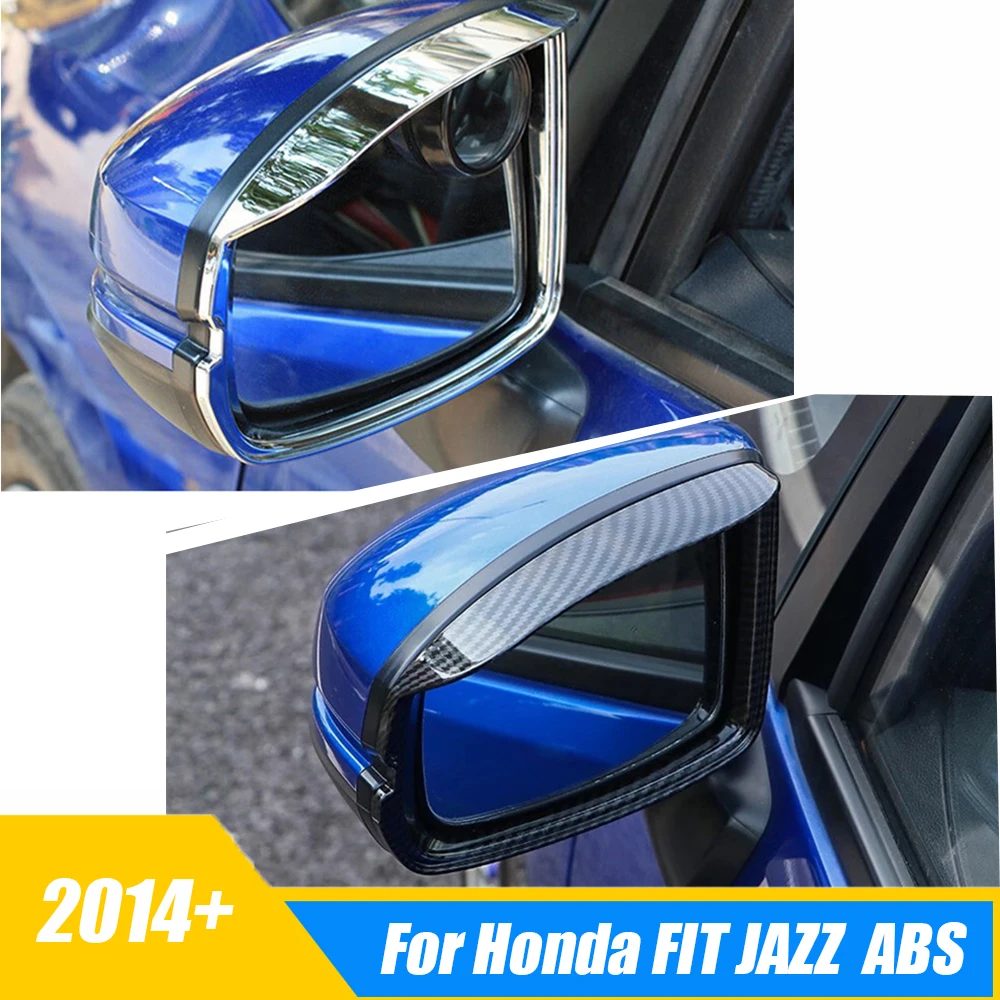 

For Honda Fit Jazz 2014 2015 2016 2017 2018 ABS Carbon Fiber Car Rearview mirror block rain eyebrow Cover Trim Accessories