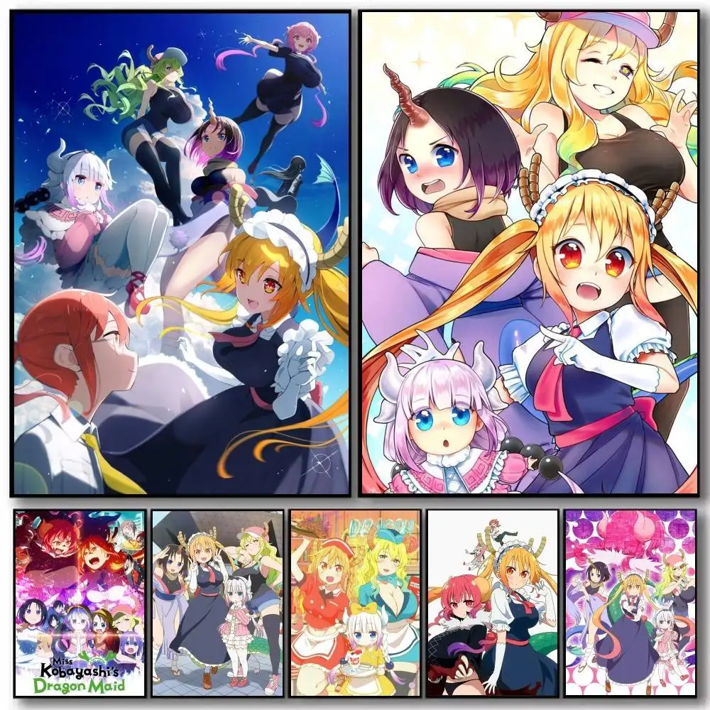 Miss Kobayashi's Dragon Maid Anime Poster Art With Prints Home Bedroom Living Room Decoration Gift
