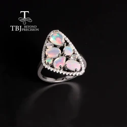 Colorful Rare gem natural Opal October Birthstone ring  925 sterling silver women's fine jewelry elegant fashion gift