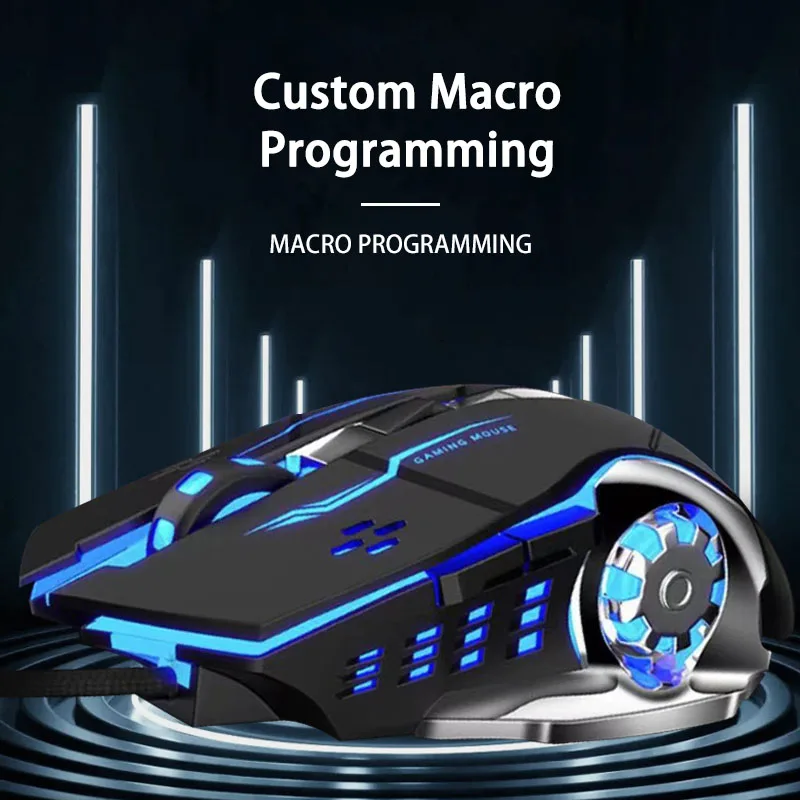Kamaen-有線ゲーミングマウス,調整可能,4スピード,PCB,最大2400のレインボー,バックライト,環境