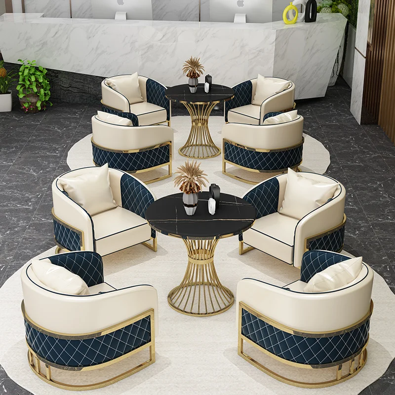 

custom.[3227 People Favorited] Nordic Negotiation Table and Chair Set Office Sofa Light Luxury Hotel Sales Reception Beauty Salo