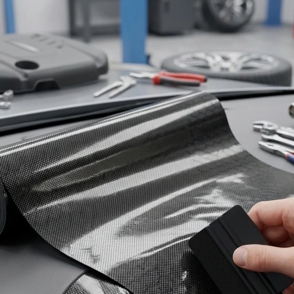 For Honeycomb Carbon Fiber Look Vinyl Wrap Sticker Black for Cars Motorcycles PET Material Flexible Easy Installation