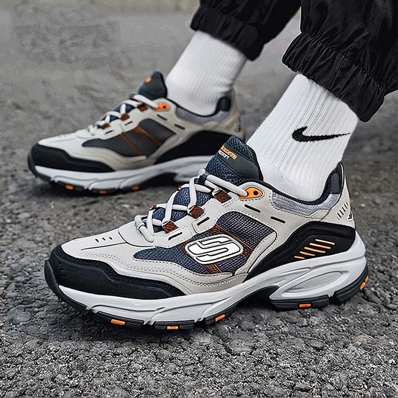 Mens Outdoor Hiking Shoes 237067W-GYOR Grey Orange Mesh Upper Synthetic Overlay Reinforced Toe Lace Up Heel Pull Tab Cushion Mid