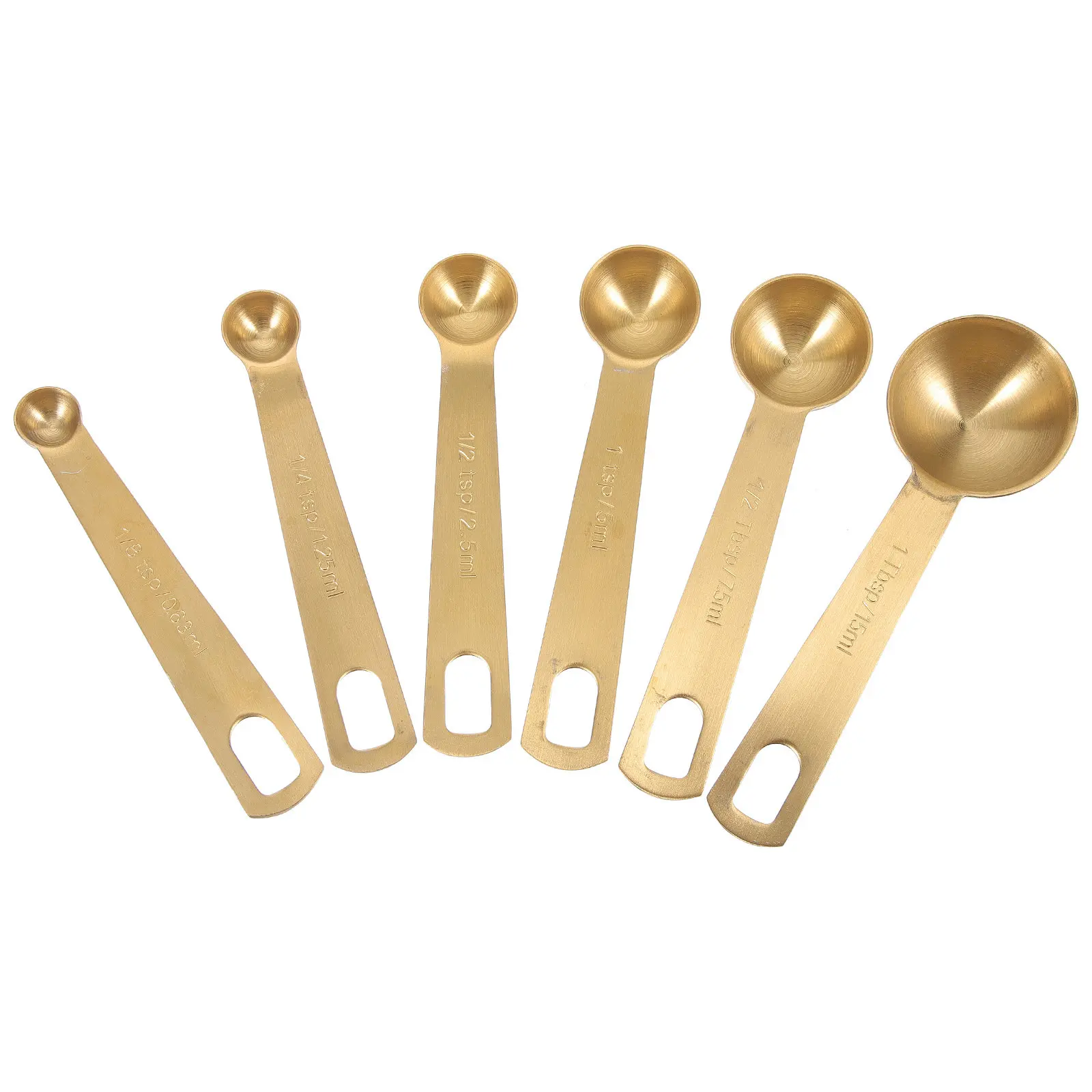 6Pcs Stainless Steel Measuring Spoons Set Long Handle Ergonomic Design Engraved Markings for Kitchen Baking Coffee Tea Sugar