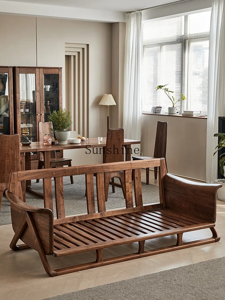 All solid wood fabric sofa Italian black walnut sofa combination modern simple living room furniture