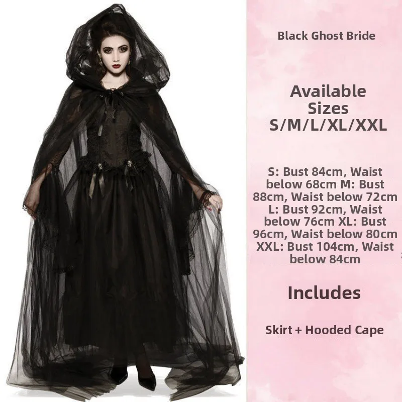 Halloween Todesgott Lange Robe Zauberer Hexe M Fem Rollenspiel Kostüm Fee T Princ Rock Bühnenauftritt