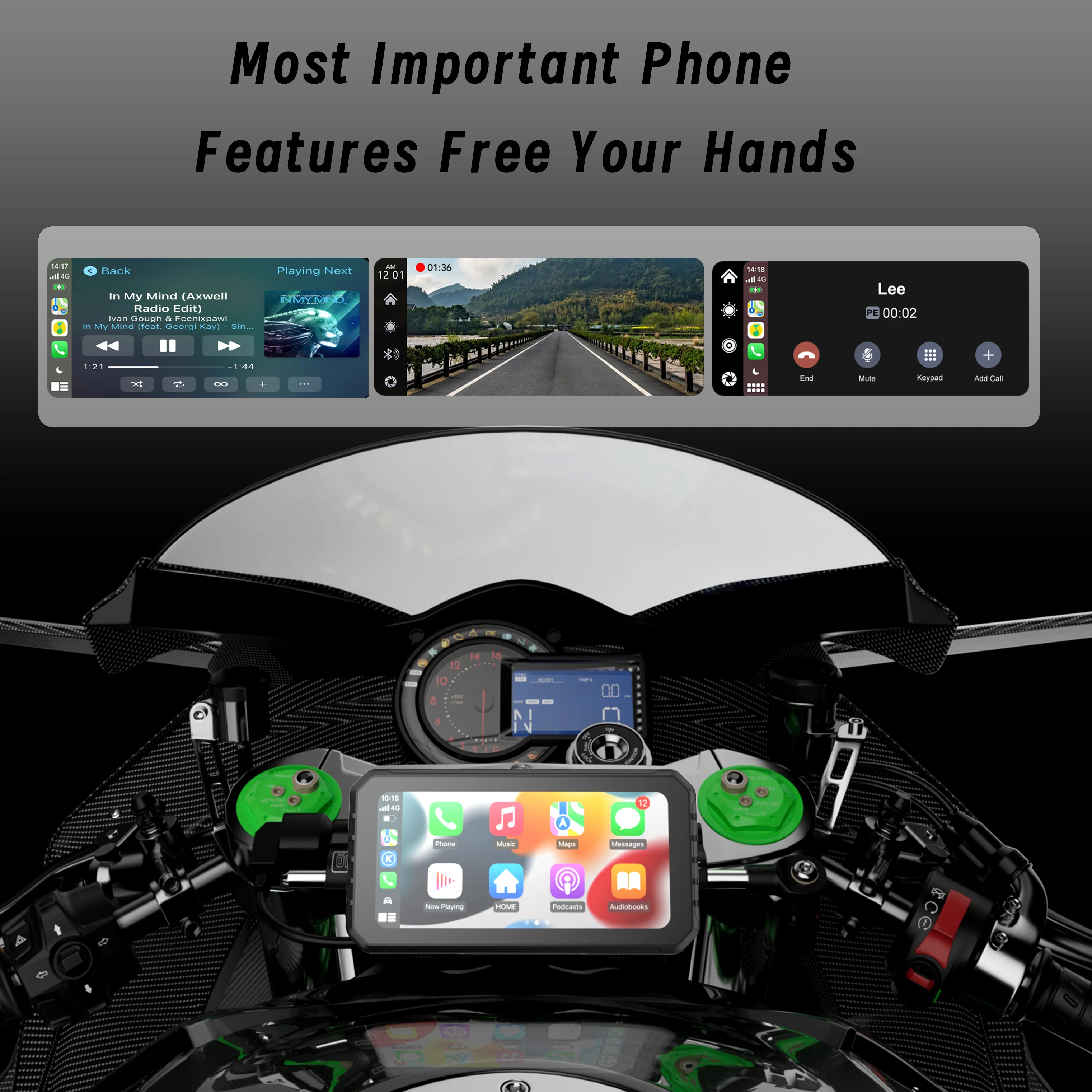 Spedal CL875 Wireless CarPlay&Android Auto Motorcycle IP65 Waterproof Siri Google Voice Control Navigation 6.25Inch Touch Screen