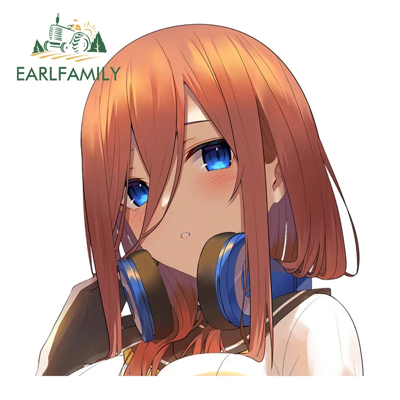 

EARLFAMILY 13cm x 12.1cm for Nakano Miku Car Stickers Scratch-Proof Simple Decals Waterproof Laptop Windows Car Door Protector