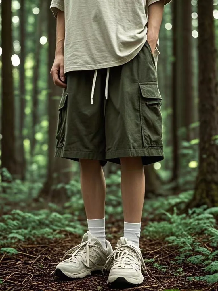 

Men's Summer Casual Cotton orts Loose Fit Five-Quarter Length Thin Straight Leg Workwear Sle Comfortable Breathable Pants