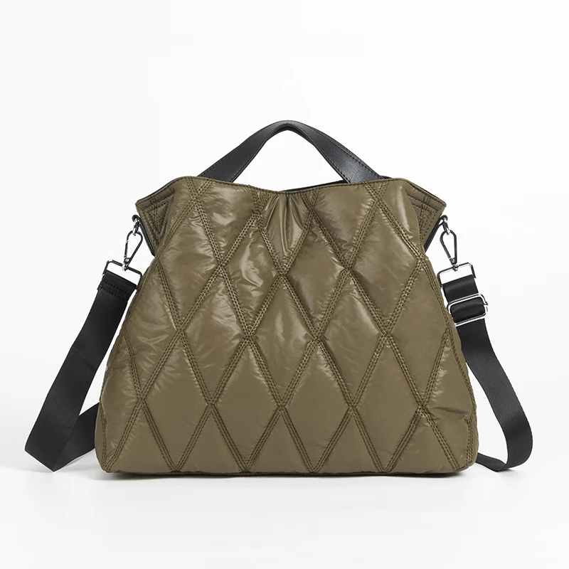 Bolso de mano informal acolchado de gran capacidad para mujer, bandolera de algodón, nailon, lujo