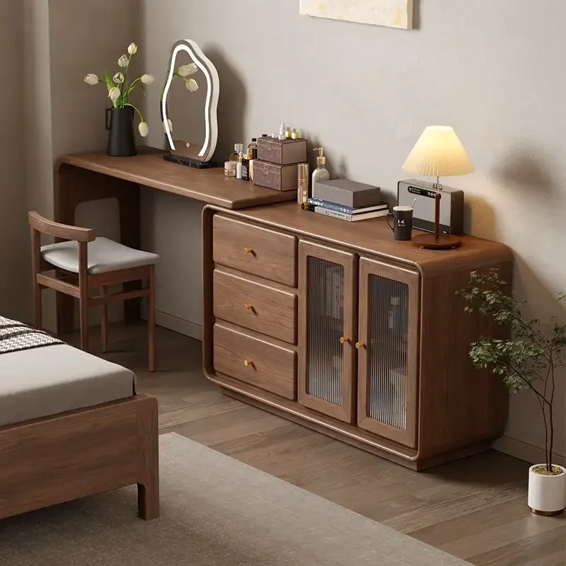 Cabinet dressing table solid wood integrated bedroom corner desk bedside table semi-enclosed dressing table