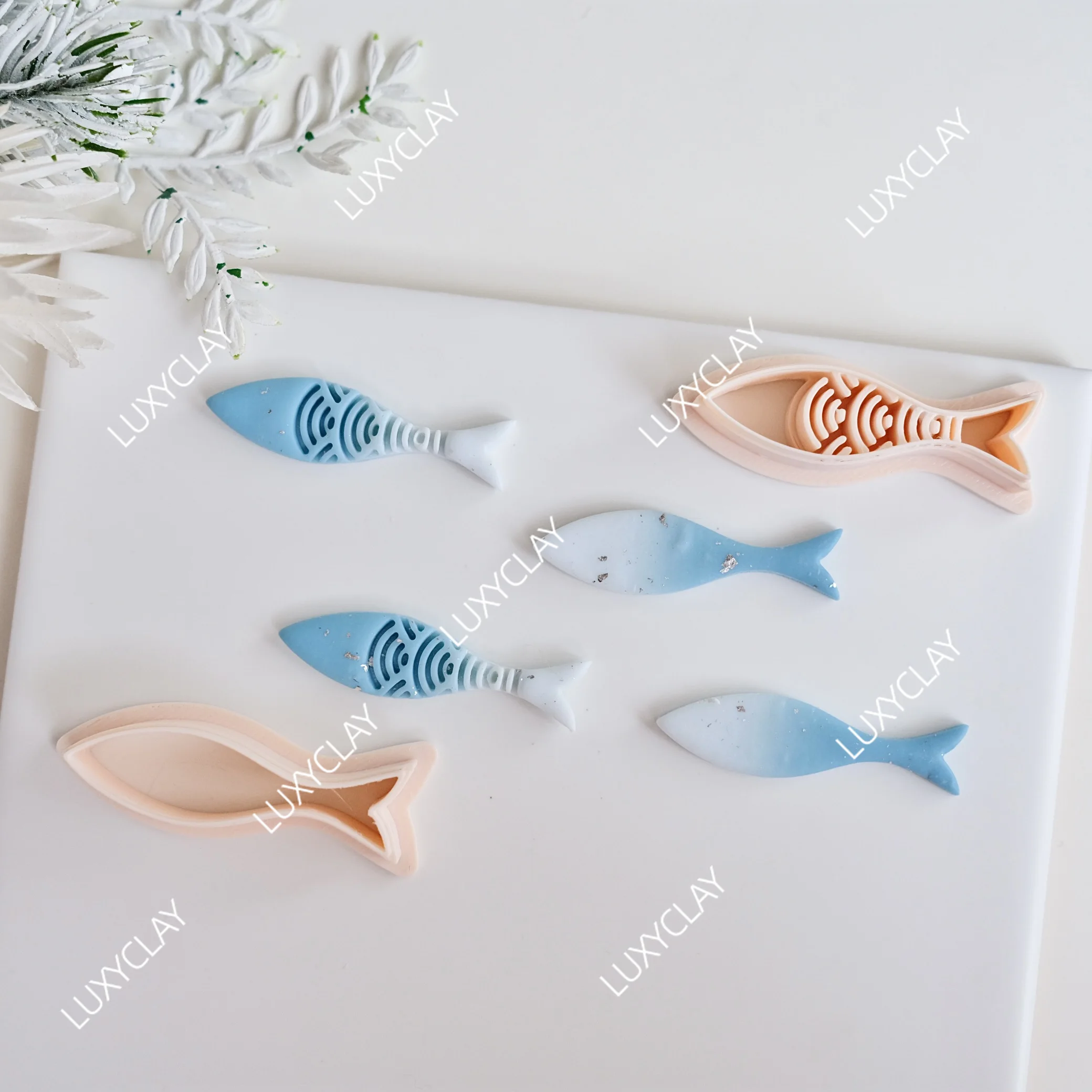 2pcs Embossed Sardine Polymer Clay Cutter & Stamp for Earring & Jewelry Making, Long Skinny Fish Clay Molds for Pendant Making - view 5