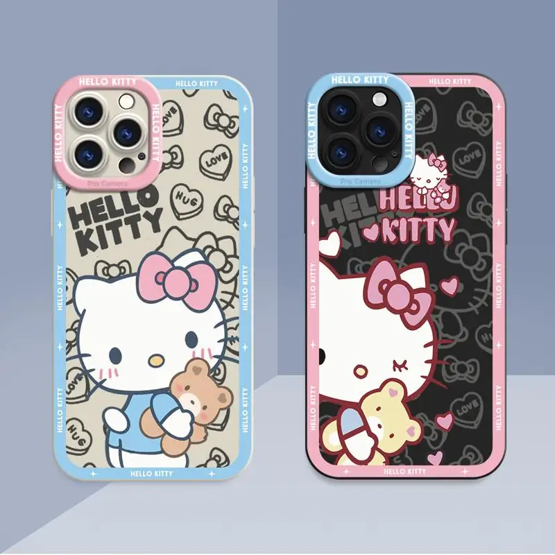 Case For Apple iPhone 11 14 Pro Max 13 12 Mini 15 Plus Silicone Shell Phone Cover Shockproof Protective Funda Hello Kitty Cute