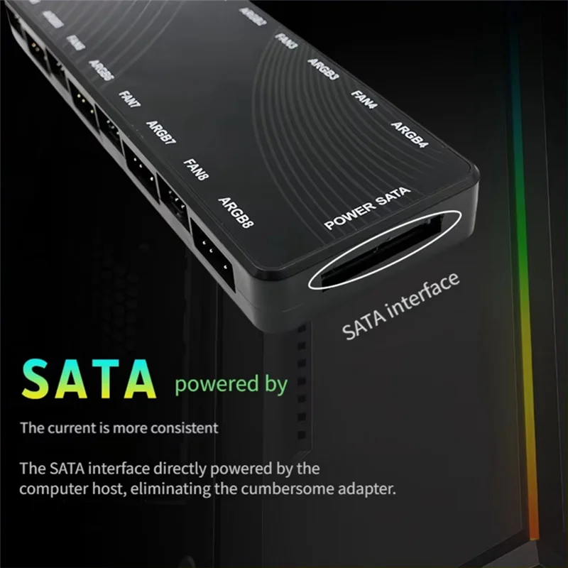 B24B Chassis Fan Light Controller 2 In 1 PWM + ARGB Hub Dual Eight-Way Splitter 8-Port Hub