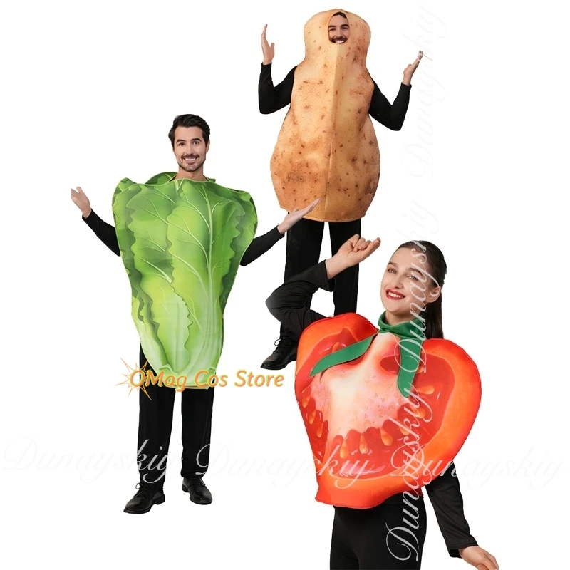 

Halloween Anime Adult Unisex Vegetable Tomato Potato Cabbage Funny Cosplay Stage Costume for Adults Cosplay Costume Full Of Suit