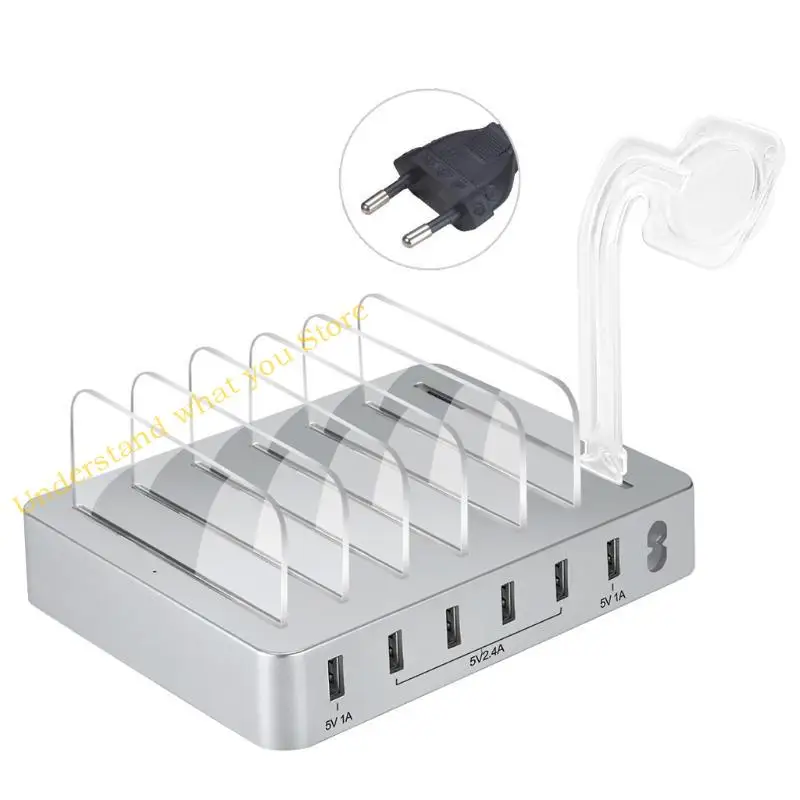 

J60A Multi-function 6-line Manager Bracket Multi-port USB Universal Desktop Charging Stand No Buzzer