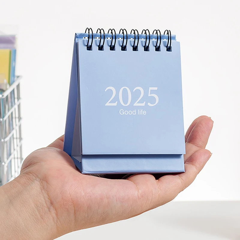 Y 2025 Mini Simple Small Desk Calendar Pocket Portable Calendar Punch Plan Desktop Decoration