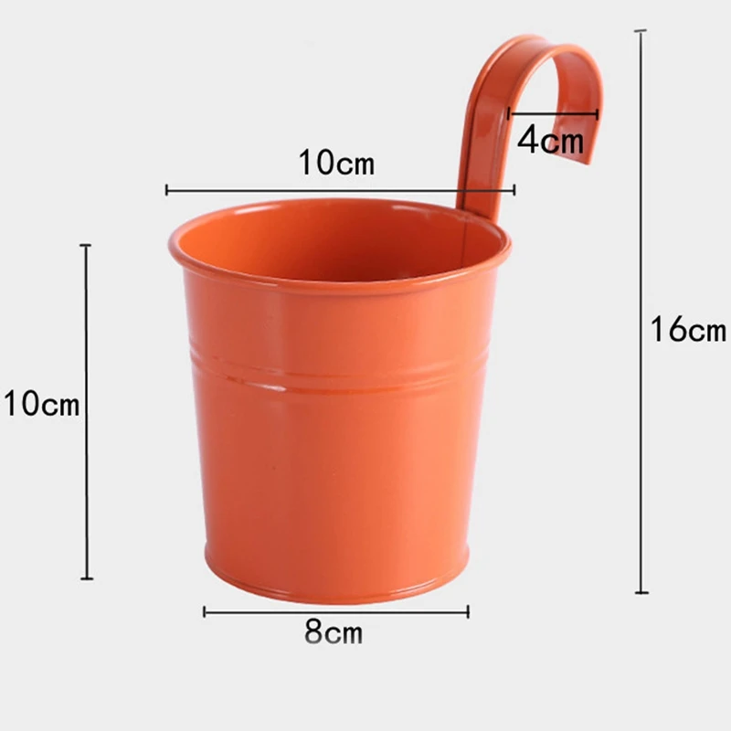 Garden Supplies Hanging Vase Wrought Iron Flower Barrel Balcony Pots Planters Wall Hanging Bucket Flower Plant Decoration Pot