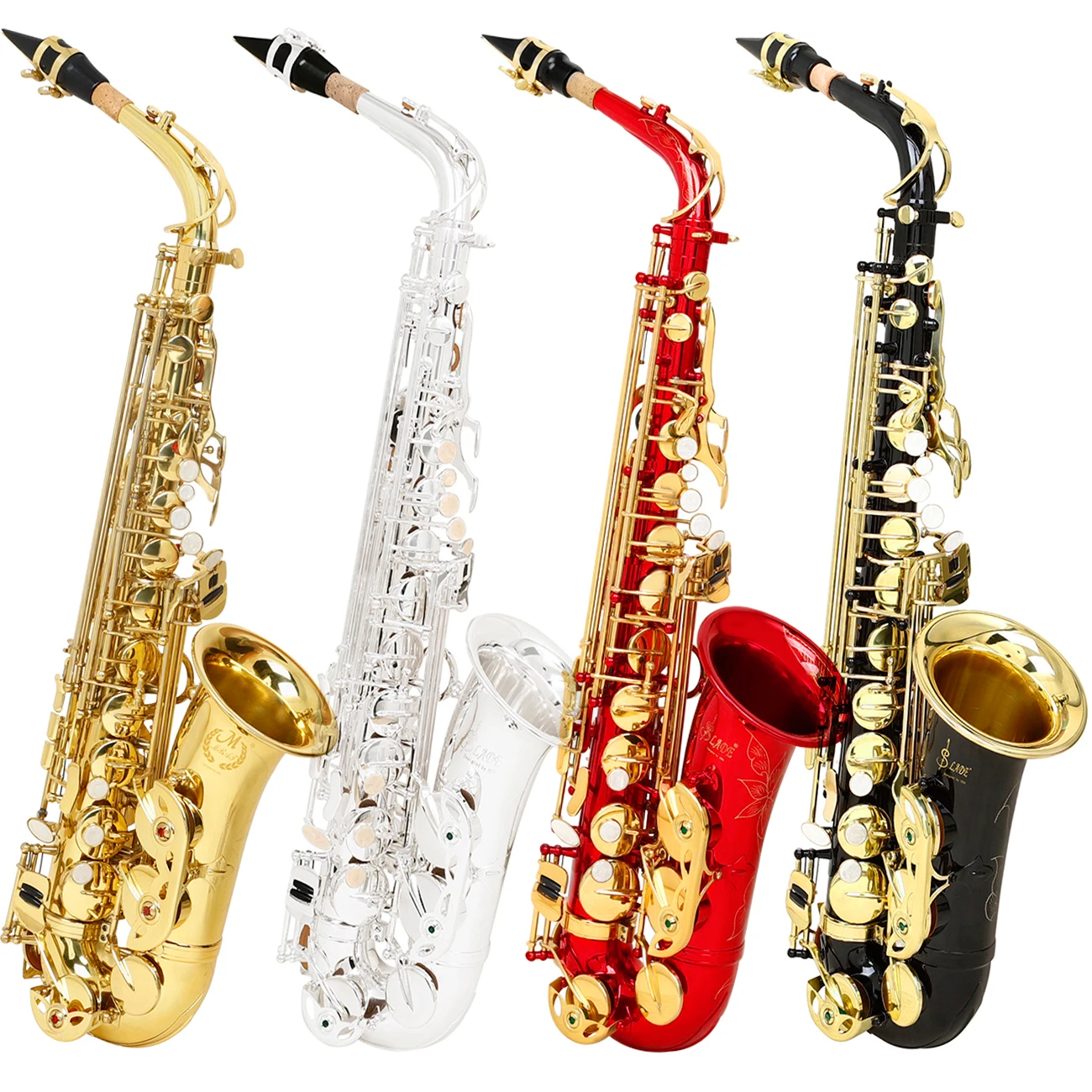 Professional E Flat Alto Saxophone Multi Colored Optional Alto Saxophone Set with Box Cleaning Kit for Students/Beginners